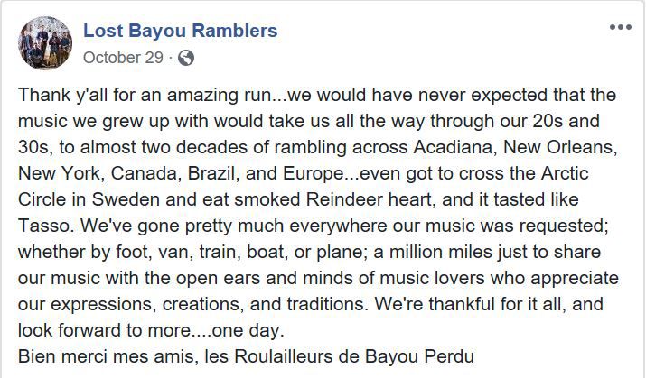 Lost Bayou Ramblers say farewell